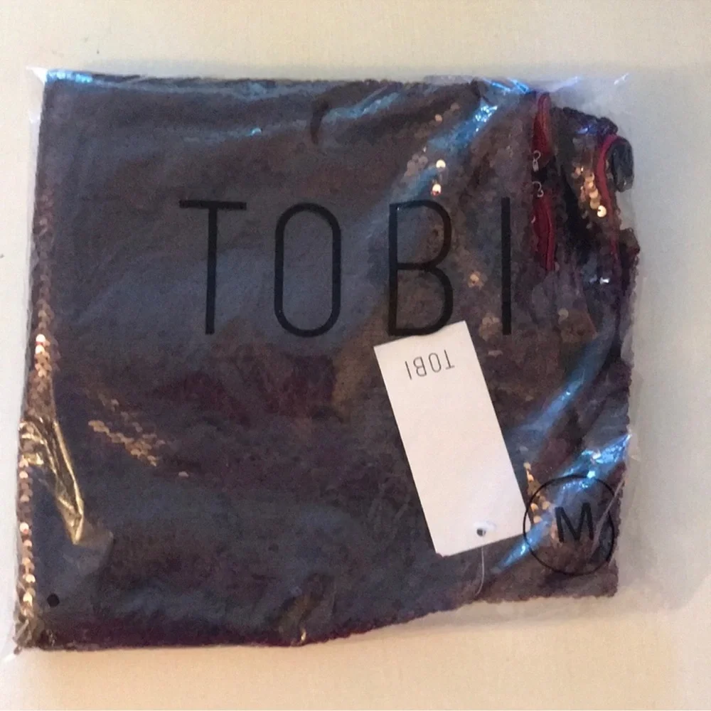 NWT Tobi Burgundy / Brown Sequin Midi Pencil Skirt Medium